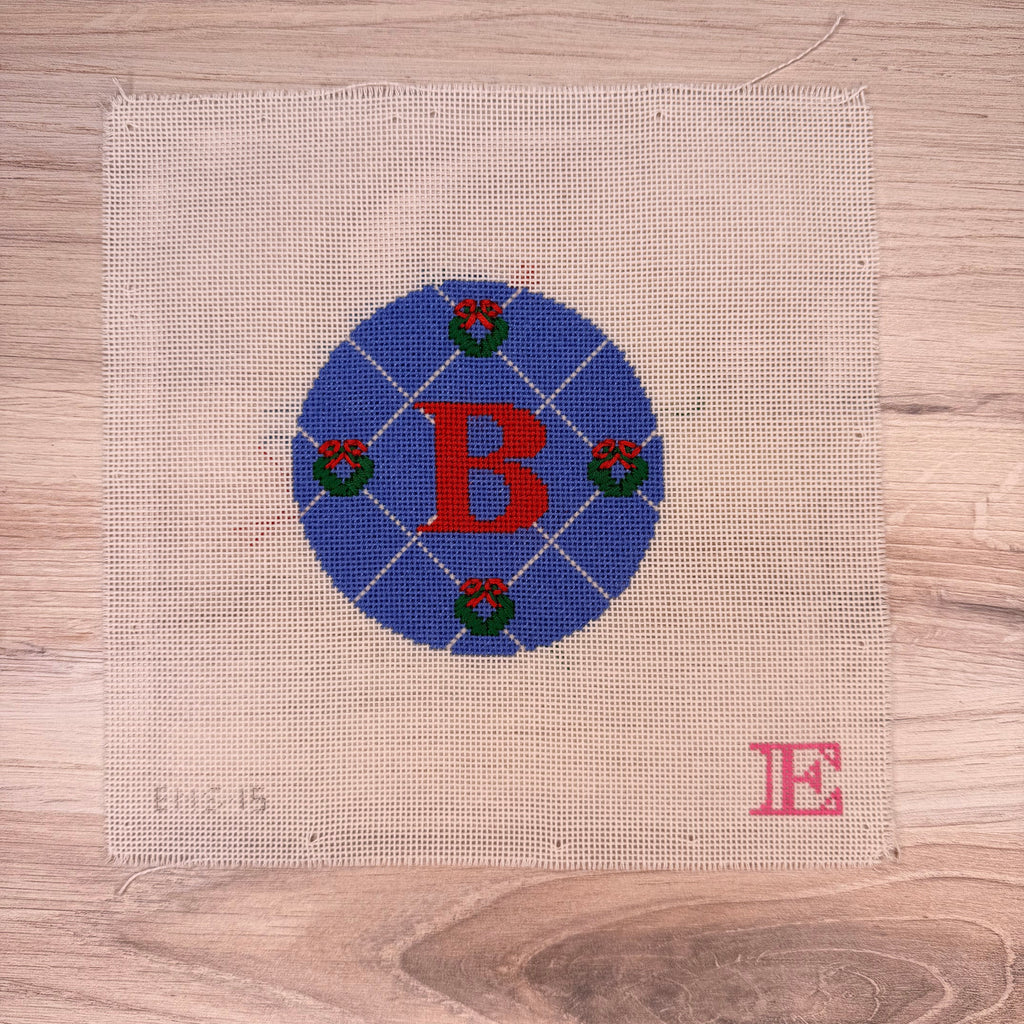 Monogram Blue Wreath Round 18 Mesh