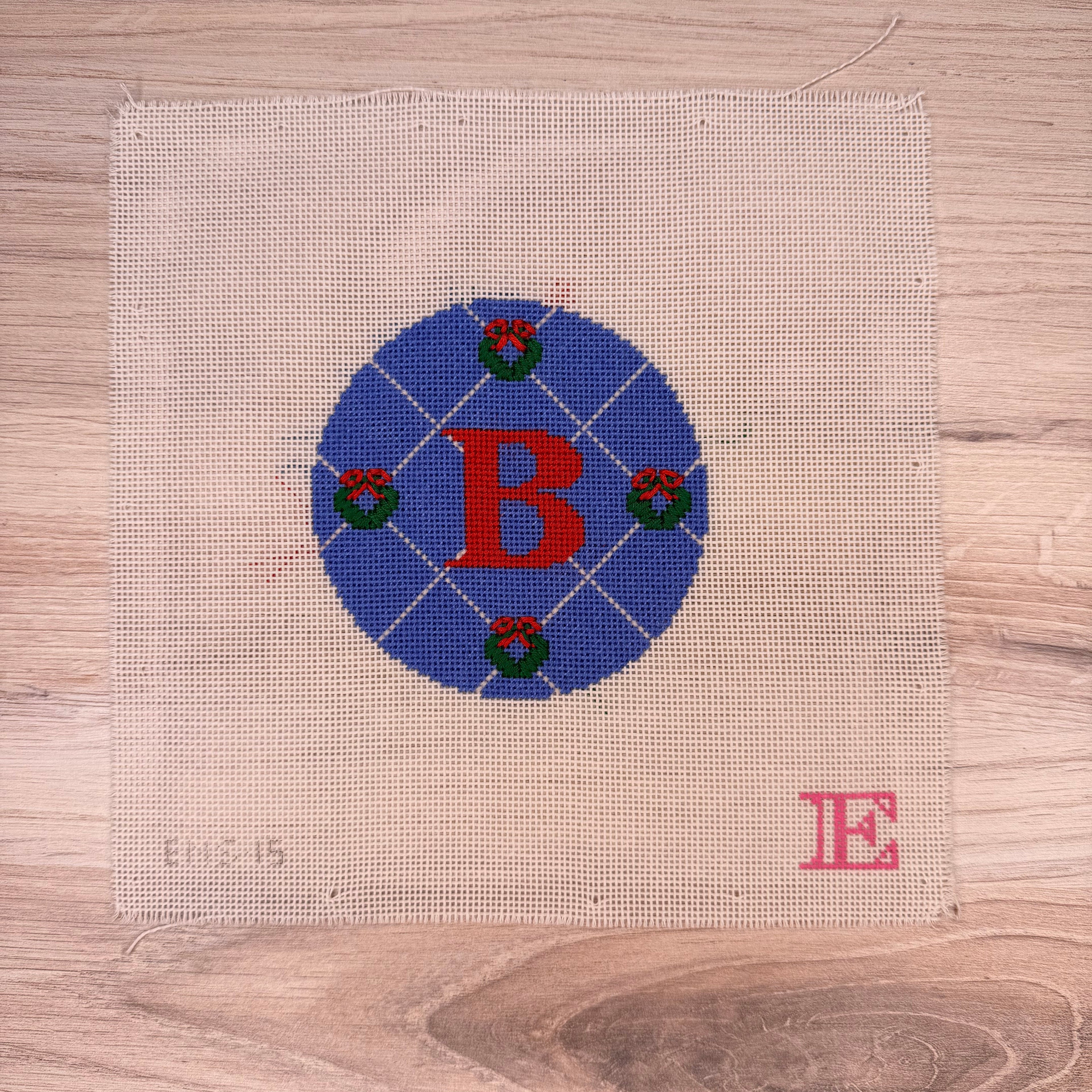 Monogram Blue Wreath Round 18 Mesh