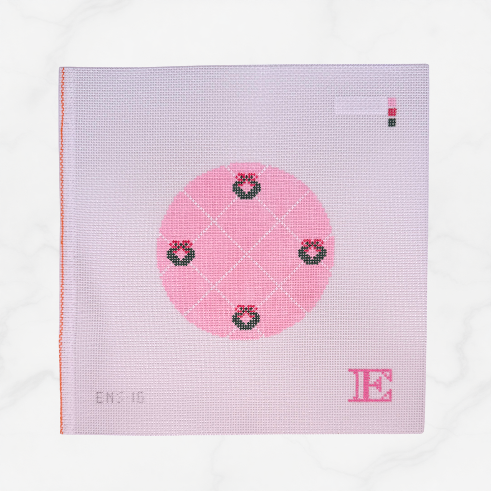 Monogram Pink Wreath Round 18 Mesh